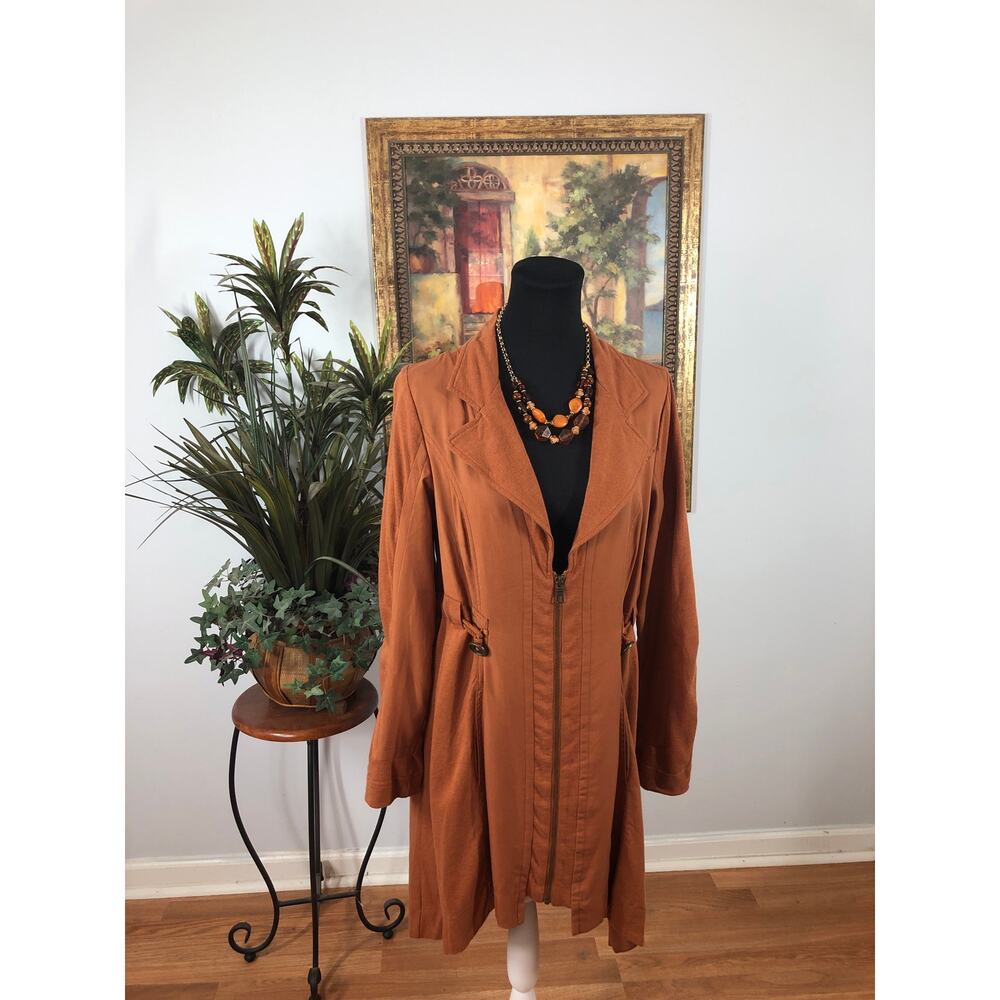 Soft‎ Surroundings Santa Rosa Tencel Hi-low Jacket Burnt Orange Lagenlook Boho